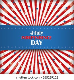 Independence day retro flyer with blue banner. Eps 10 vector file.
