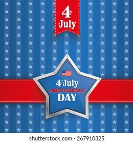 Independence day retro flyer with silver star. Eps 10 vector file.