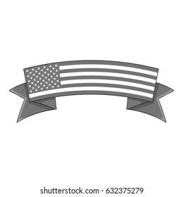 Independence day ribbon icon in monochrome style isolated on white background vector illustration