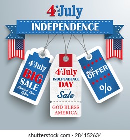 Independence day ribbon with price stickers. Eps 10 vector file.