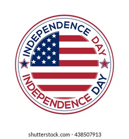 Independence Day round icon over white background. Independence Day design. US Flag and Independence Day inscription. Vector illustration