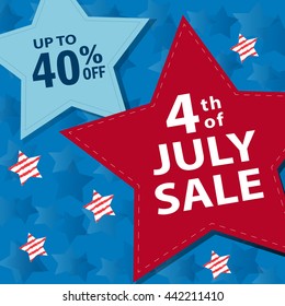 Independence day sale banner, 4 th of July, vector