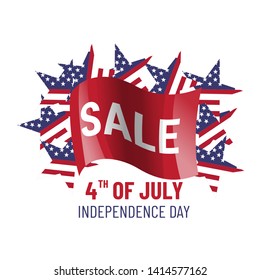 Independence day sale banner template design. 4th of july. 