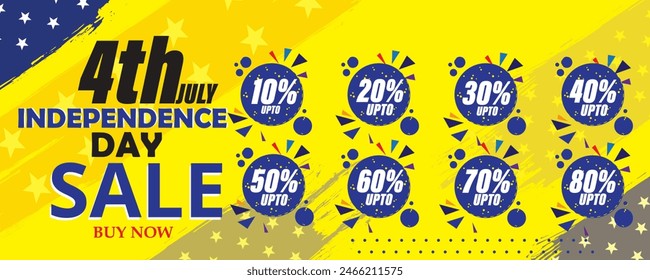 Independence day sale discount sticker label set. Discount label with 10%, 20%, 30%, 40%, 50%, 60%, 70%, 80%, 90% percent off. Price different discount amount. Sale label and banner for websites.