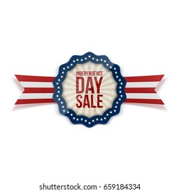 Independence Day Sale Emblem with Ribbon