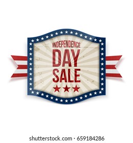 Independence Day Sale Label With Ribbon