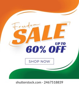 Independence day sale offer freedom flash sale banner Indian saffron and green background, Independence day greetings background