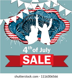 Independence Day Sale vector illustration.