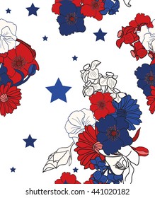 independence day seamless flower vector pattern