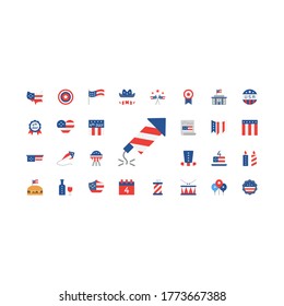 Independence Day set vector icon america vector