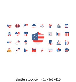Independence Day set vector icon america vector