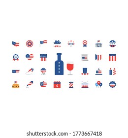 Independence Day set vector icon america vector