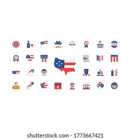 Independence Day set vector icon america vector