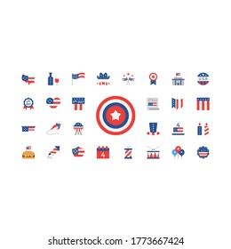 Independence Day set vector icon america vector