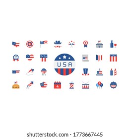 Independence Day set vector icon america vector