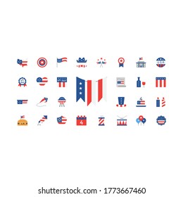 Independence Day set vector icon america vector