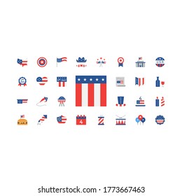 Independence Day set vector icon america vector