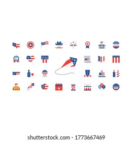 Independence Day set vector icon america vector