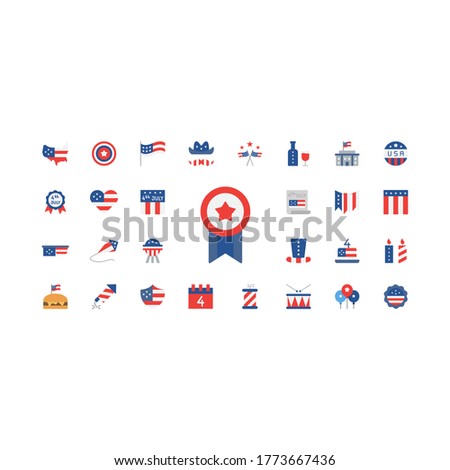 Independence Day set vector icon america vector