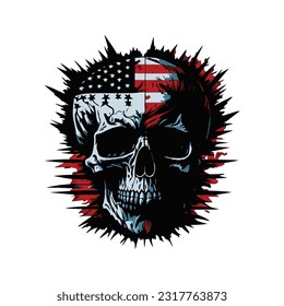 independence day skull illustration, american independence day skull illustration