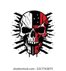 independence day skull illustration, american independence day skull illustration