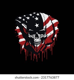 independence day skull illustration, american independence day skull illustration