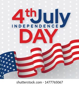 Independence day social media banner template. National holiday, july 4th 3D poster layout. American freedom anniversary celebration party. USA flag realistic vector illustration with typography