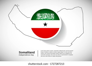 Independence day of Somaliland. Creative national country flag of Somaliland with outline map. Classic greeting card or banner vector illustration