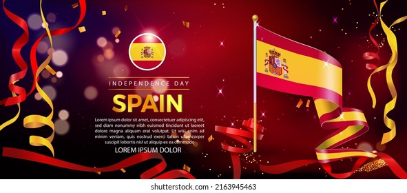 Independence Day of Spain. Banner Illustration, Poster Template Design