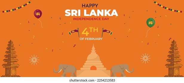 Independence Day of Srilanka Horizontal banner vector illustration