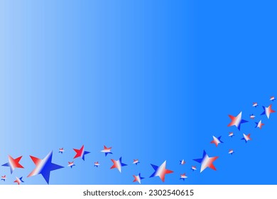 Independence Day Star gradient confetti national flag colour blue red white represent to America, UK, Holland, Thailand, France, Italy. For celebration party ceremony. Blue sky background decoration.
