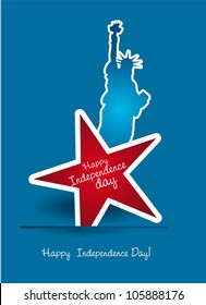 independence day with statue liberty and star. vector illustration