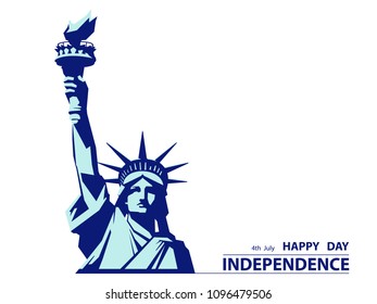 Independence Day. Statue of Liberty.presentation template, during the celebration of the Day. July 4.Flat banner.font of text. green, blue, illustration on a white background, postcard, flyer,vector
