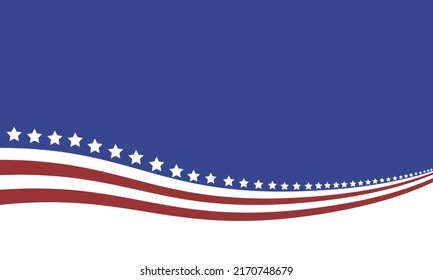 Independence day striped background with red and blue lines and stars, illustration. vector
