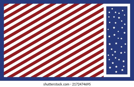 Día de la Independencia con fondo rayado con líneas y estrellas rojas y azules, ilustración. vector
