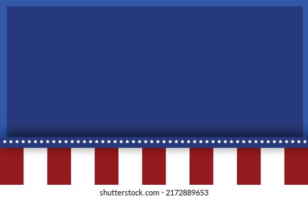 Independence day striped background with red and blue lines and stars, illustration. vector
