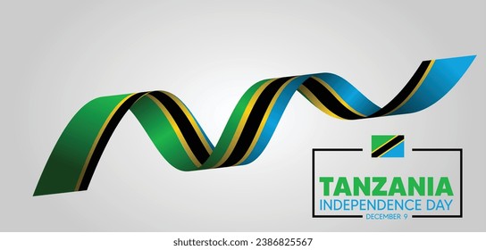 Vector de la cinta de la bandera del Día de la Independencia de Tanzania