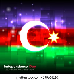 Independence Day. Techno. Abstract. Glowing. Used as an background, card, greeting, printed materials. Azerbaijani flag