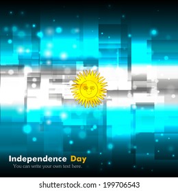 Independence Day. Techno. Abstract. Glowing. Used as an background, card, greeting, printed materials.  Flag of Argentina