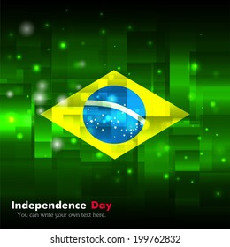 Independence Day. Techno. Abstract. Glowing. Used as an background, card, greeting, printed materials.  Flag of Brazil