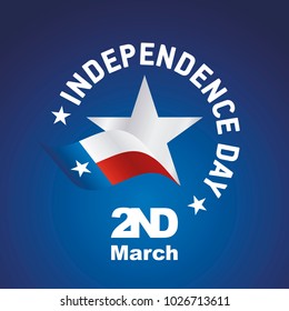 Independence Day TEXAS March 2 flag ribbon logo icon blue background