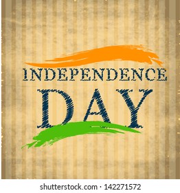 Independence Day text on brown background with waves in national flag color.