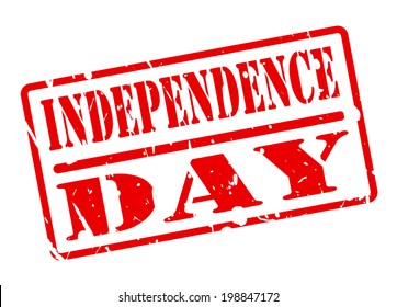 INDEPENDENCE DAY text red stamp on white background