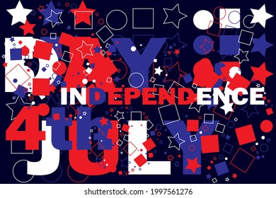Independence Day Text with Shape combination colors Good for holidays 