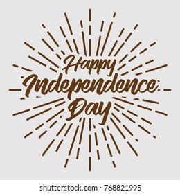 independence day text typography brown sun starburst circle retro vintage design