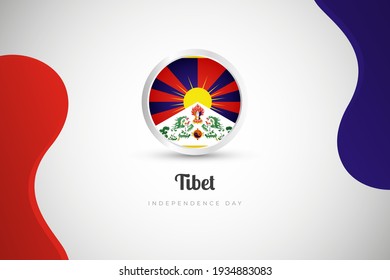 Independence Day Of Tibet Country With Country Flag Geometric Greeting Background