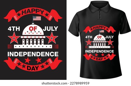 Independence Day T-Shirt Design 4th Of July USA. Motivational And Inspirational Quotes. Perfect For Print Item Bags, Posters, and Card.Isolated On Black Background And Others.