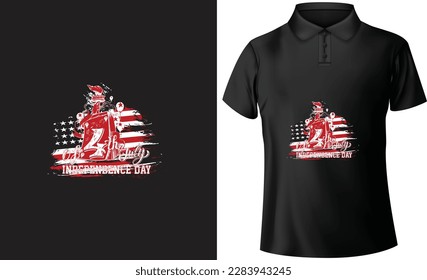 Independence Day T-Shirt Design 4th Of July USA. Motivational And Inspirational Quotes. Perfect For Print Item Bags, Posters, and Card.Isolated On Black Background And Others.
