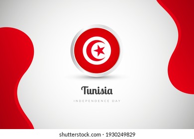 Independence day of Tunisia country with country flag geometric greeting background