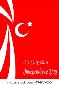 Independence Day of Turkey. Poster of the moon and a star. Red color. Color flag.